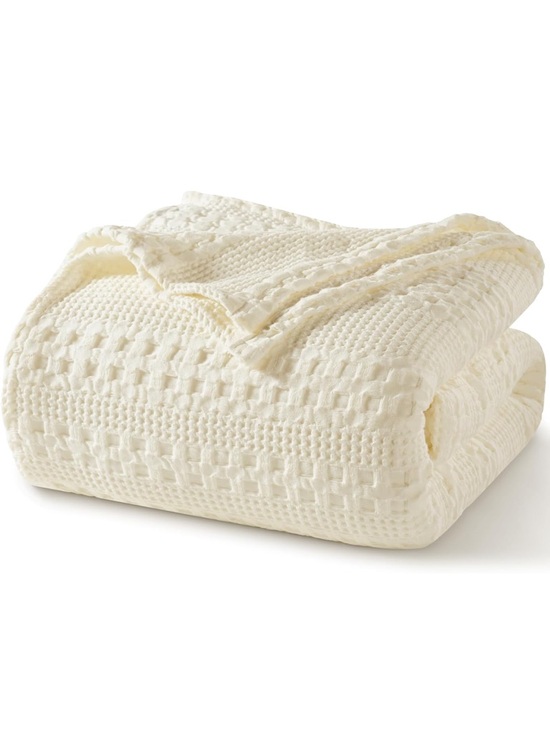 PHF Other - new Cream Waffle-Textured Throw Blanket - Soft Home Bedding